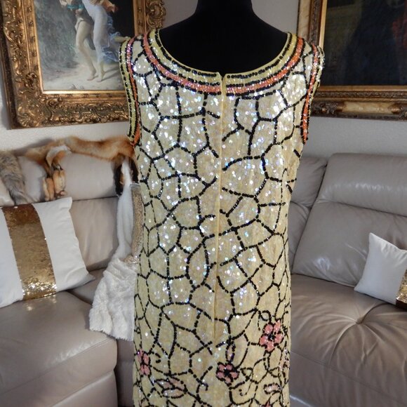 VTG.1960's/70's Beaded Sequences Dress Hong Kong - Picture 5 of 12